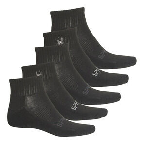 SALE Spyder Men Mesh Half-Cushion Socks 5 Pairs Black Shoe Size 6-12 Quarter New